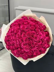 Bouquet of Long Stem Hot Pink Roses