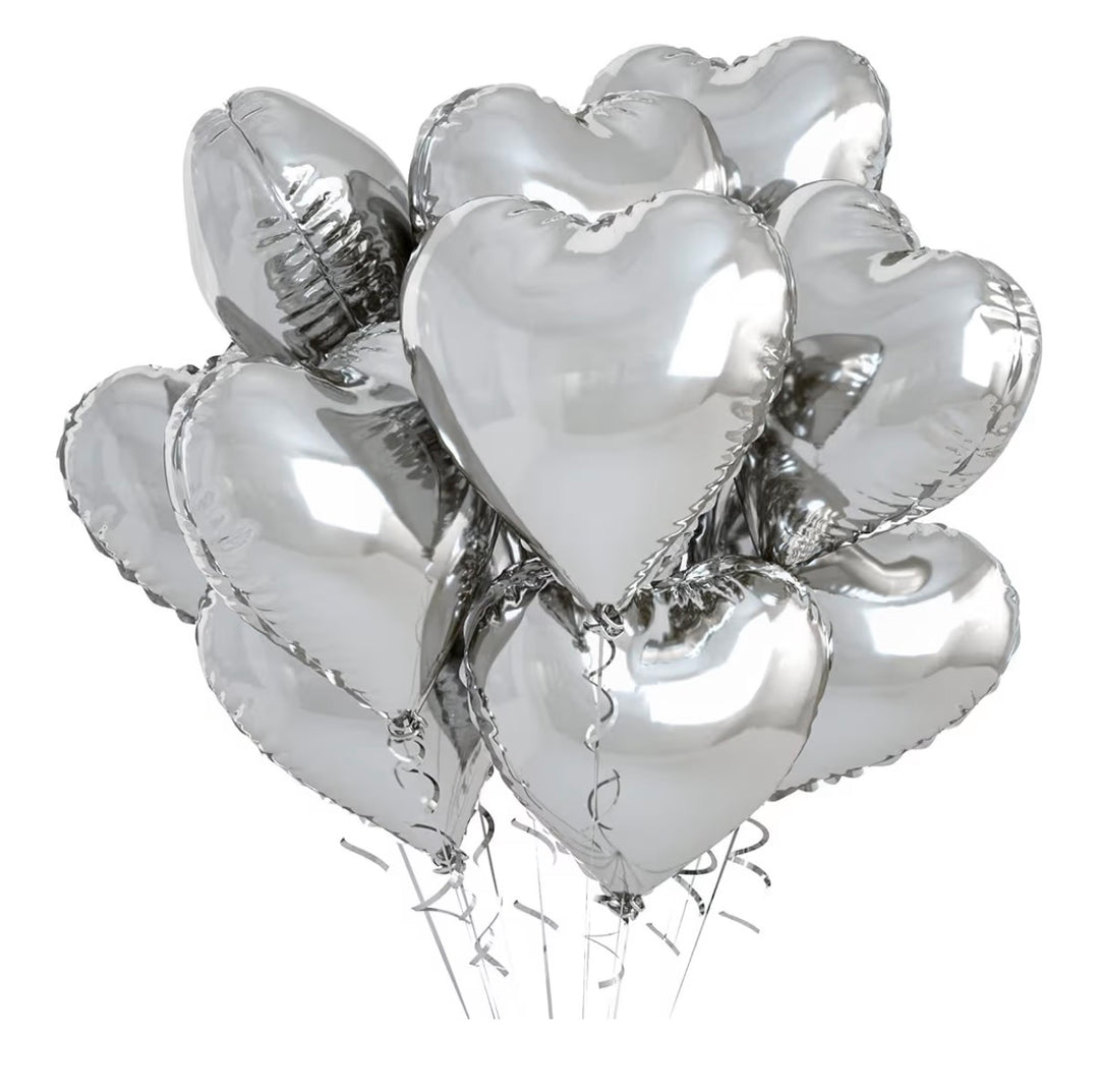 Silver Heart Foil Balloons