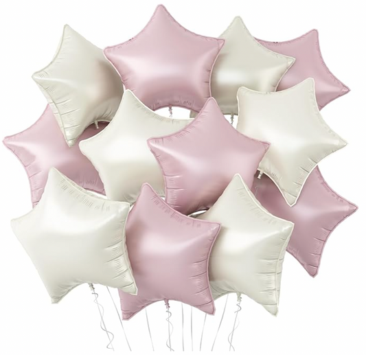 Stars Foil Balloons (Pink and White)